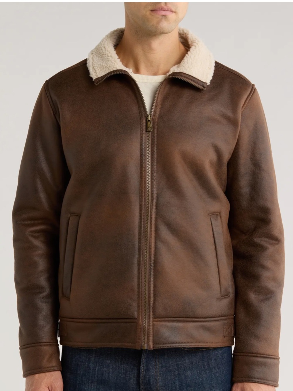 RAINFOREST Faux Shearling Lined Aviator Jacket Size M